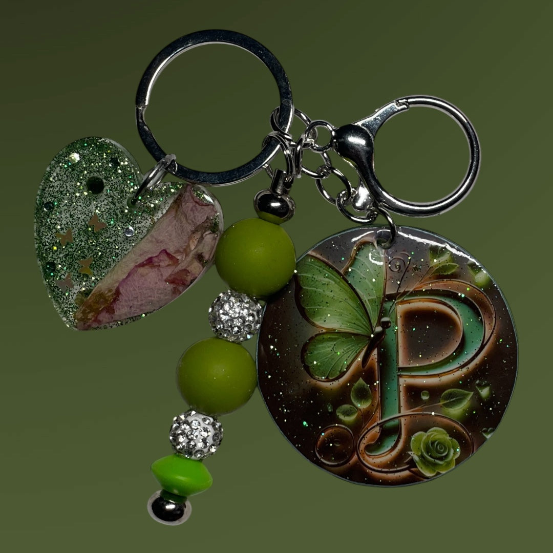 Initialized Butterfly Resin Keychain