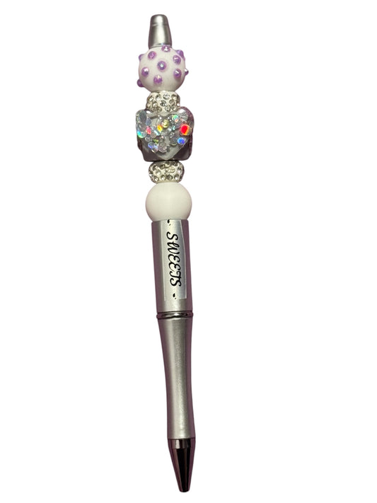 Custom Made Beaded Black Ink Pen