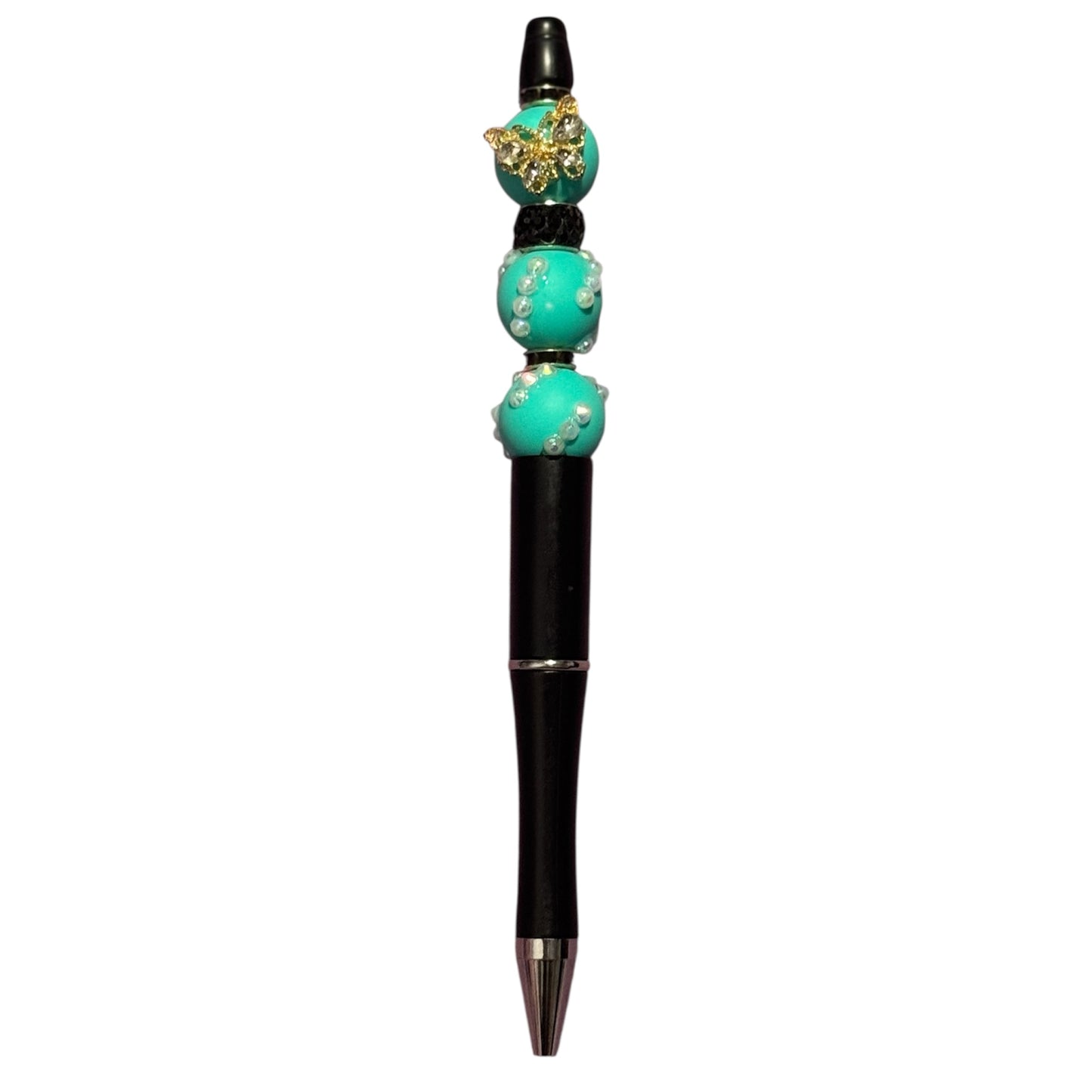 Custom Made Beaded Black Ink Pen