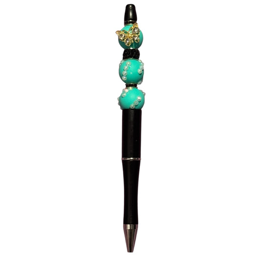 Custom Made Beaded Black Ink Pen
