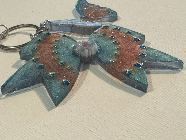 Resin Bow and Butterfly Keychain