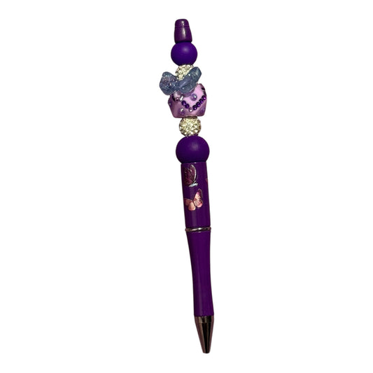 Custom Made Beaded Black Ink Pen