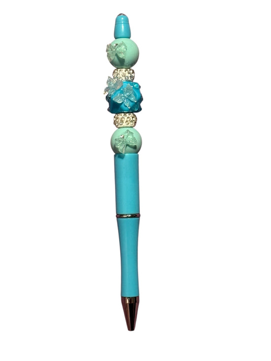 Custom Made Beaded Black Ink Pen