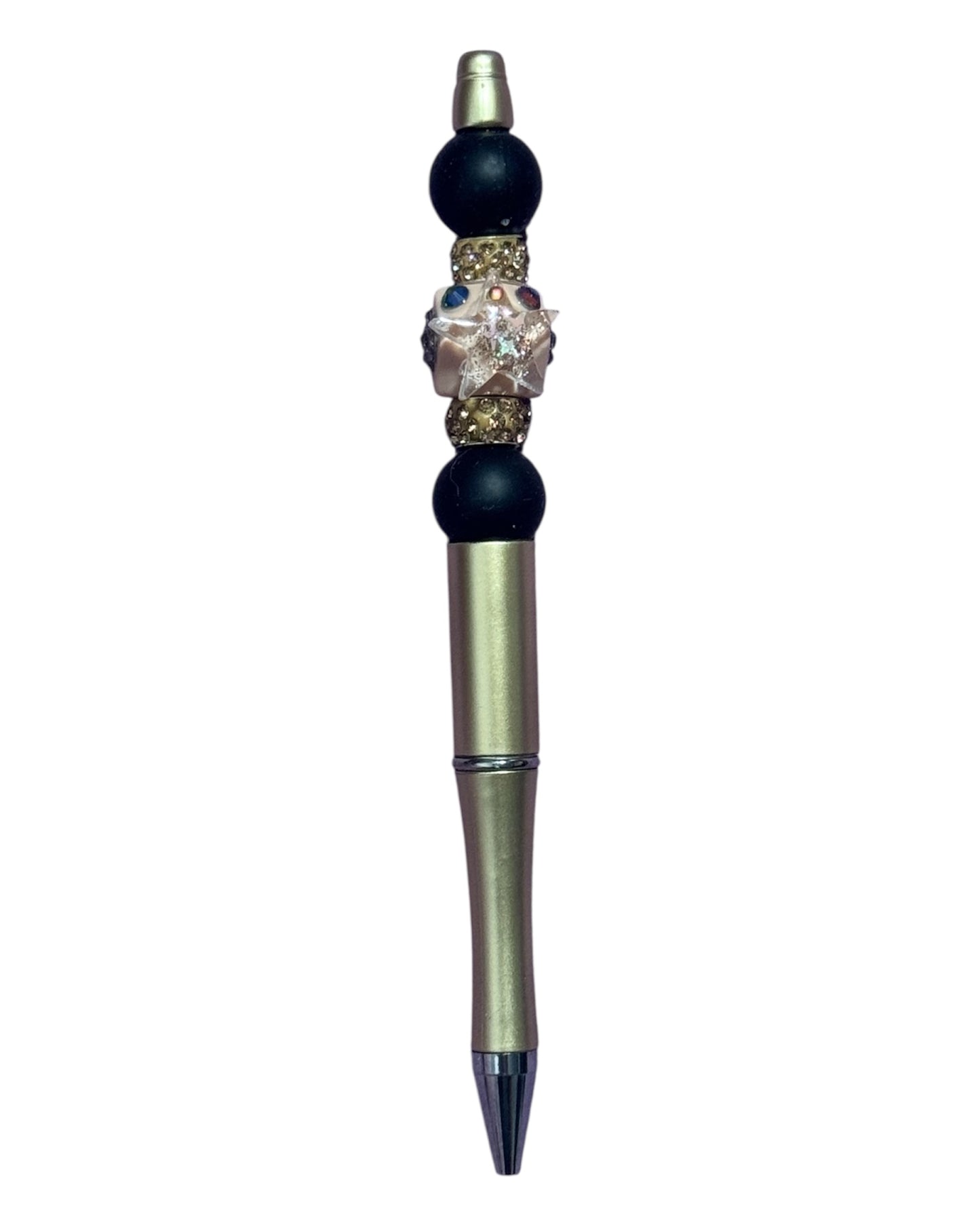 Custom Made Beaded Black Ink Pen