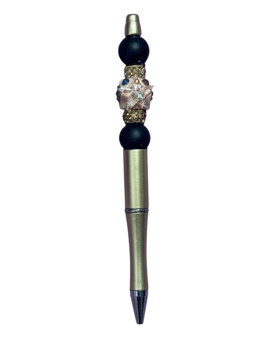 Custom Made Beaded Black Ink Pen