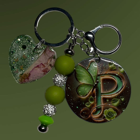 Initialized Butterfly Resin Keychain