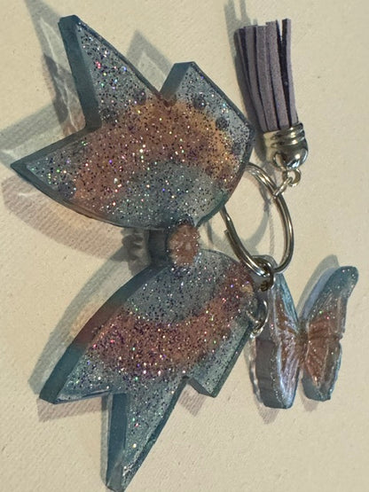 Resin Bow and Butterfly Keychain